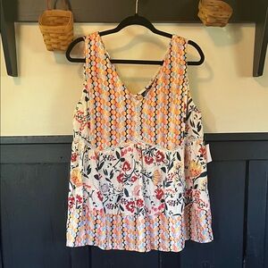 Angie Multicolor Floral and Geometric Tank Top XL NWT
